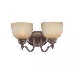 Westinghouse-Lighting-6945200-Two-Light-Interior-Wall-Fixture-Saddle-Bronze-Finish-with-Antique-Amber-Scavo-Glass-0
