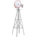 World-Pride-Windmill-Ornamental-Metal-Wind-Wheel-Gray-and-Red-Garden-Weather-Vane-Rust-Resistant-8FT-0-1