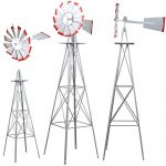 World-Pride-Windmill-Ornamental-Metal-Wind-Wheel-Gray-and-Red-Garden-Weather-Vane-Rust-Resistant-8FT-0-2